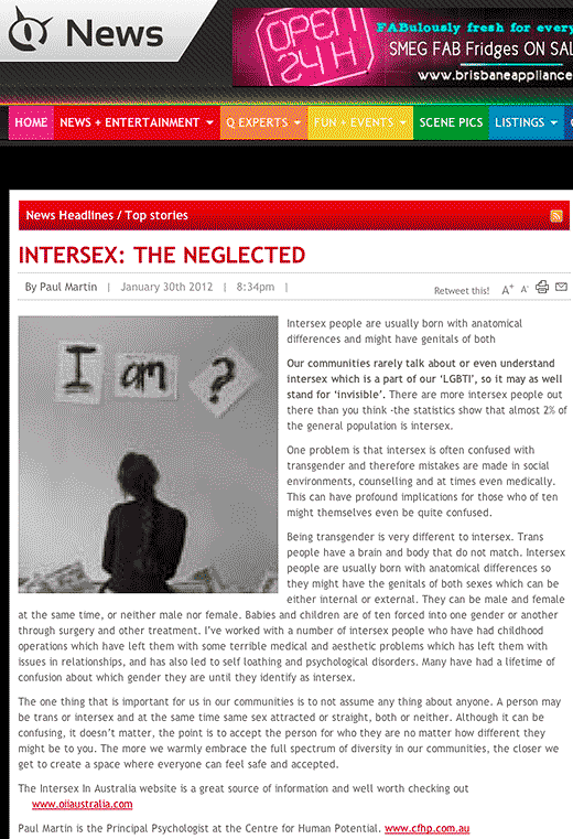What every intersex person knows but is news to others – intersex people are neglected