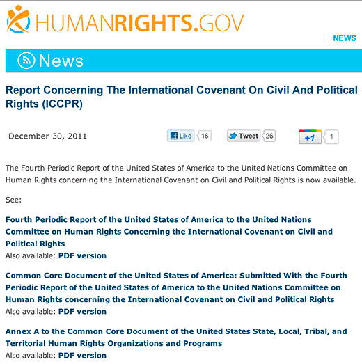 HumanRights.gov : Report Concerning The International Covenant On Civil And Political Rights (ICCPR) - click to go to this web page.