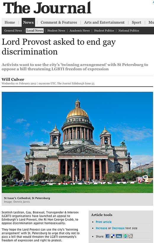 The Journal: Lord Provost asked to end gay discrimination - click to read this article.